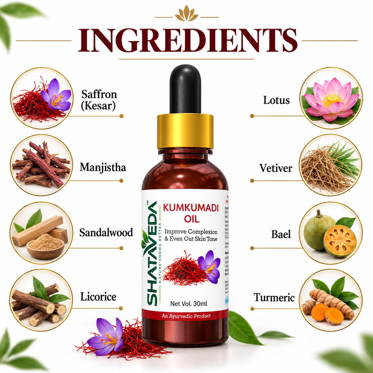 Kumkumadi Oil 30 ml | Skin Appearance & Even Tone