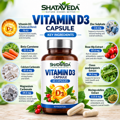 Vitamin D3 Capsule 60 Capsules | Bone & Nutritional Wellness Support